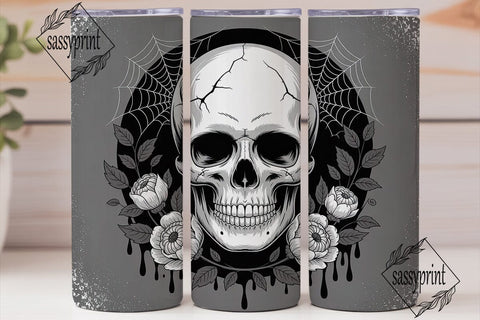 Gothic Skull Floral Tumbler Wrap Sublimation sassyprint 