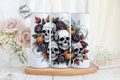 Gothic Skull Halloween 20oz Tumbler Wrap Sublimation sassyprint 