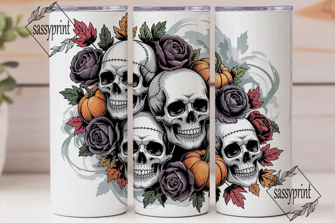 Gothic Skull Halloween 20oz Tumbler Wrap Sublimation sassyprint 