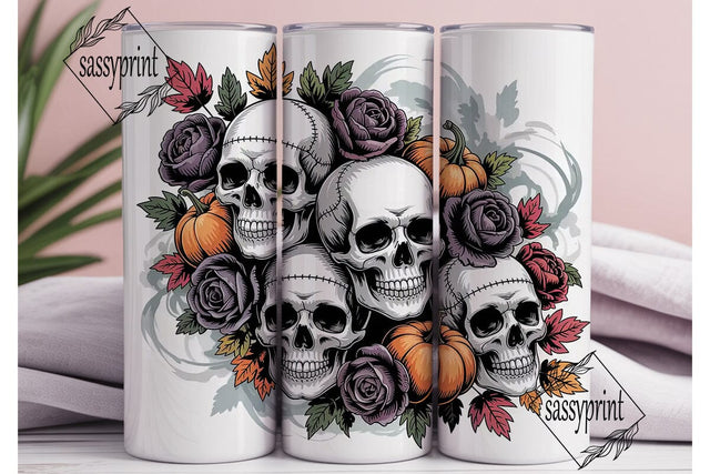 Gothic Skull Halloween 20oz Tumbler Wrap Sublimation sassyprint 