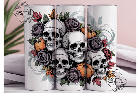 Gothic Skull Halloween 20oz Tumbler Wrap Sublimation sassyprint 