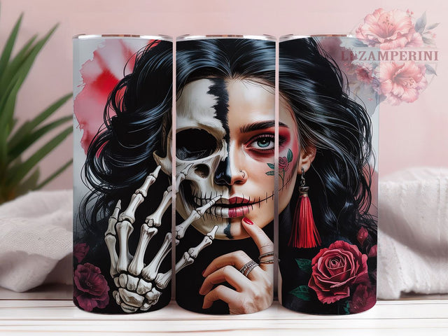 Gothic Skull Horror Art Tumbler Wrap, Anatomy Art Tumbler, Dark Art Pattern, Alternative Style Cup, Skeleton Face Design, Horror Art Gift, Creepy Cool Tumbler Sublimation Li Zamperini 