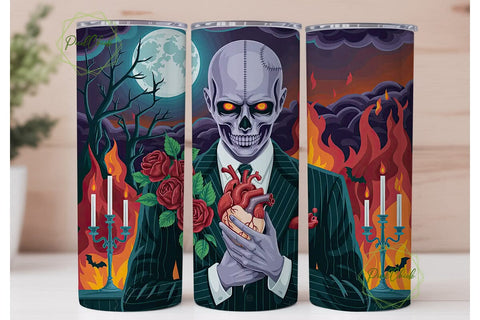 Gothic Skull Romance 20oz Tumbler Wrap Sublimation PixelChick 