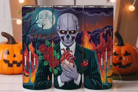 Gothic Skull Romance 20oz Tumbler Wrap Sublimation PixelChick 