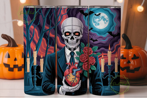 Gothic Skull Romance 20oz Tumbler Wrap Sublimation PixelChick 