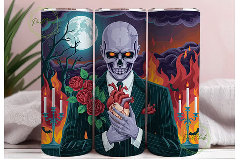 Gothic Skull Romance 20oz Tumbler Wrap Sublimation PixelChick 