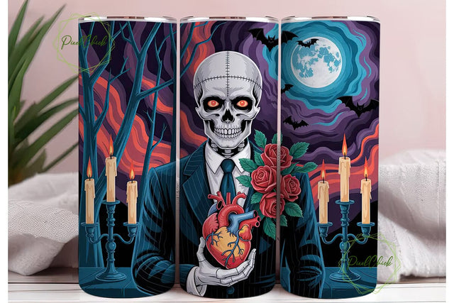 Gothic Skull Romance 20oz Tumbler Wrap Sublimation PixelChick 