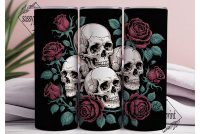 Gothic Skull Rose 20oz Tumbler Wrap Sublimation sassyprint 