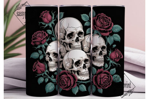 Gothic Skull Rose 20oz Tumbler Wrap Sublimation sassyprint 