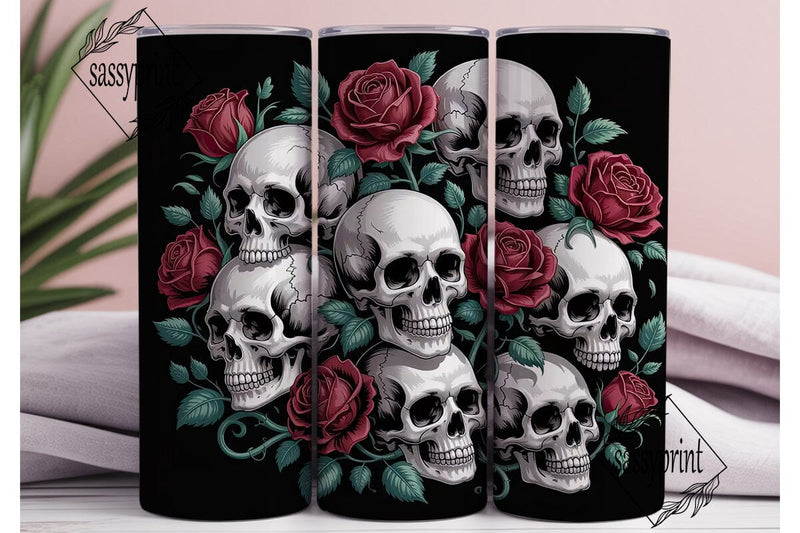 Gothic Skull Rose 20oz Tumbler Wrap Sublimation sassyprint 