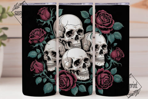 Gothic Skull Rose 20oz Tumbler Wrap Sublimation sassyprint 