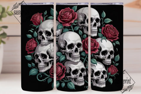 Gothic Skull Rose 20oz Tumbler Wrap Sublimation sassyprint 