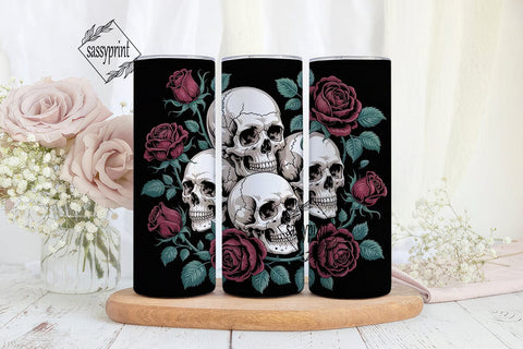 Gothic Skull Rose 20oz Tumbler Wrap Sublimation sassyprint 