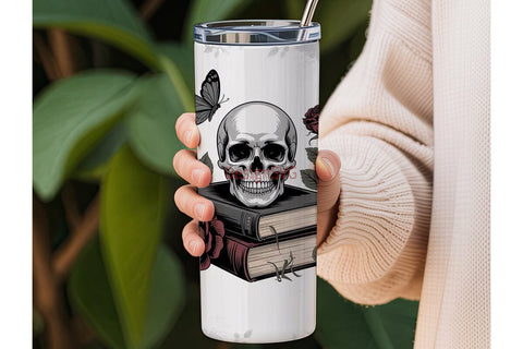 Gothic Skull & Roses 20oz Tumbler Wrap Sublimation DesignSVG 