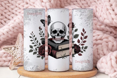 Gothic Skull & Roses 20oz Tumbler Wrap Sublimation DesignSVG 