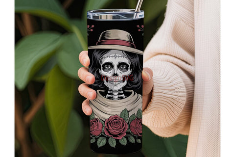 Gothic Skull & Roses 20oz Tumbler Wrap Sublimation DesignSVG 