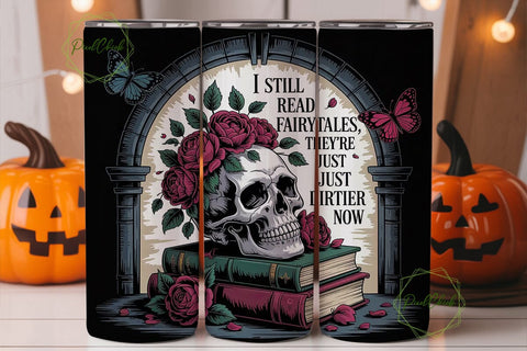Gothic Skull & Roses 20oz Tumbler Wrap Sublimation PixelChick 