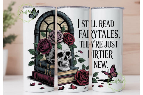 Gothic Skull & Roses 20oz Tumbler Wrap Sublimation PixelChick 