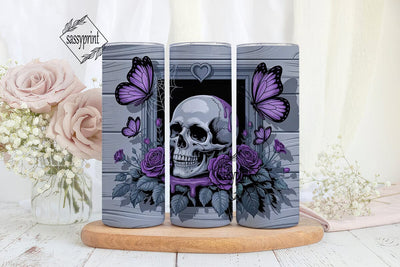 Gothic Skull Roses 20oz Tumbler Wrap Sublimation sassyprint 
