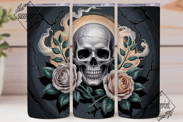 Gothic Skull & Roses 20oz Tumbler Wrap Sublimation sassyprint 