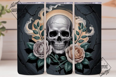 Gothic Skull & Roses 20oz Tumbler Wrap Sublimation sassyprint 