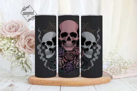 Gothic Skull Roses 20oz Tumbler Wrap Sublimation sassyprint 