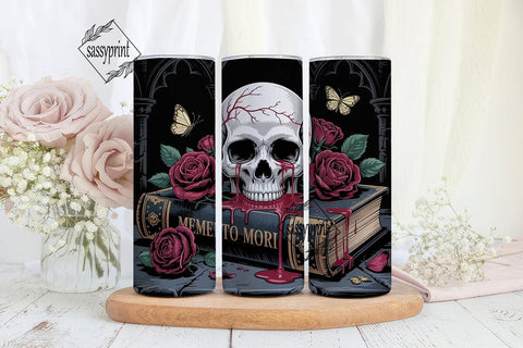 Gothic Skull & Roses 20oz Tumbler Wrap Sublimation sassyprint 