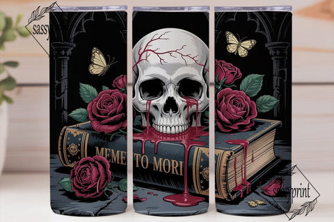 Gothic Skull & Roses 20oz Tumbler Wrap Sublimation sassyprint 