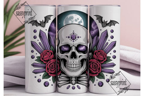 Gothic Skull & Roses 20oz Tumbler Wrap Sublimation sassyprint 