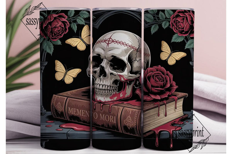 Gothic Skull & Roses 20oz Tumbler Wrap Sublimation sassyprint 