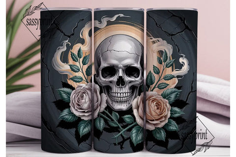 Gothic Skull & Roses 20oz Tumbler Wrap Sublimation sassyprint 