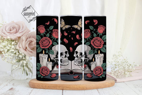 Gothic Skull Roses 20oz Tumbler Wrap Sublimation sassyprint 