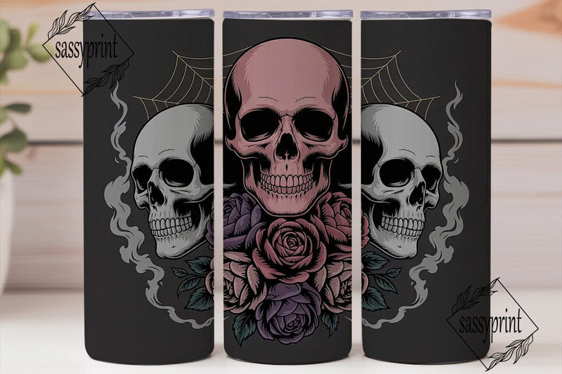 Gothic Skull Roses 20oz Tumbler Wrap Sublimation sassyprint 