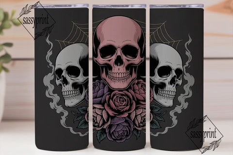 Gothic Skull Roses 20oz Tumbler Wrap Sublimation sassyprint 