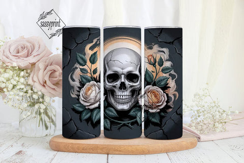 Gothic Skull & Roses 20oz Tumbler Wrap Sublimation sassyprint 