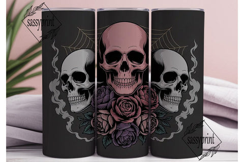Gothic Skull Roses 20oz Tumbler Wrap Sublimation sassyprint 