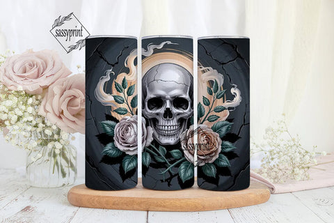 Gothic Skull & Roses 20oz Tumbler Wrap Sublimation sassyprint 