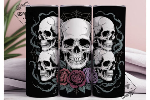 Gothic Skull Roses 20oz Tumbler Wrap Sublimation sassyprint 