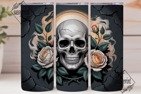 Gothic Skull & Roses 20oz Tumbler Wrap Sublimation sassyprint 