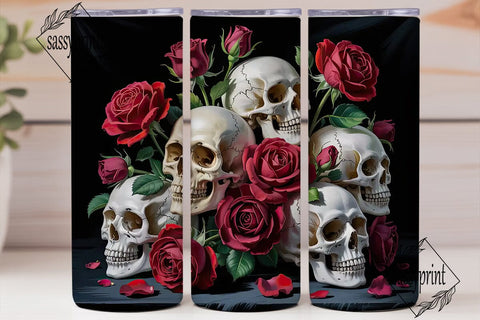 Gothic Skull & Roses 20oz Tumbler Wrap Sublimation sassyprint 