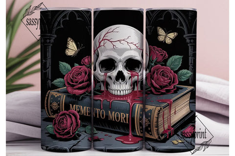 Gothic Skull & Roses 20oz Tumbler Wrap Sublimation sassyprint 