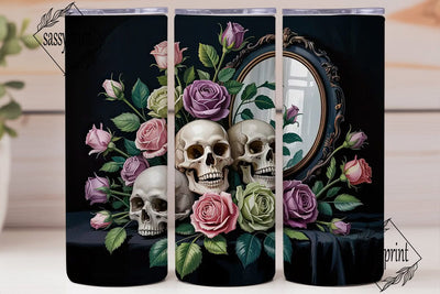 Gothic Skull Roses 20oz Tumbler Wrap Sublimation sassyprint 