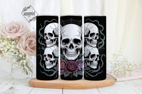 Gothic Skull Roses 20oz Tumbler Wrap Sublimation sassyprint 
