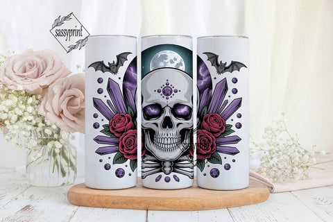 Gothic Skull & Roses 20oz Tumbler Wrap Sublimation sassyprint 
