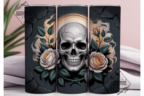 Gothic Skull & Roses 20oz Tumbler Wrap Sublimation sassyprint 