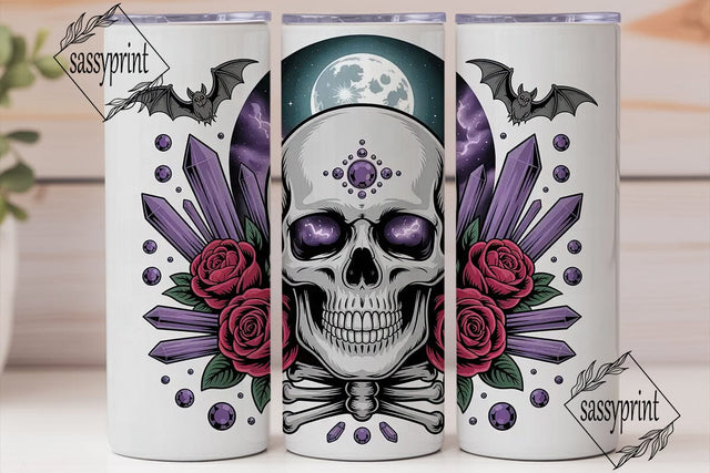 Gothic Skull & Roses 20oz Tumbler Wrap Sublimation sassyprint 