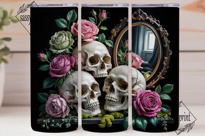 Gothic Skull Roses 20oz Tumbler Wrap Sublimation sassyprint 
