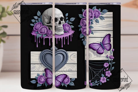 Gothic Skull Roses 20oz Tumbler Wrap Sublimation sassyprint 