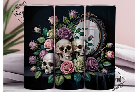 Gothic Skull Roses 20oz Tumbler Wrap Sublimation sassyprint 