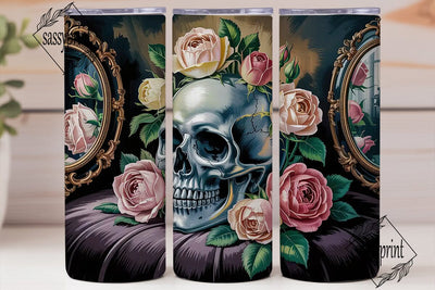 Gothic Skull & Roses 20oz Tumbler Wrap Sublimation sassyprint 